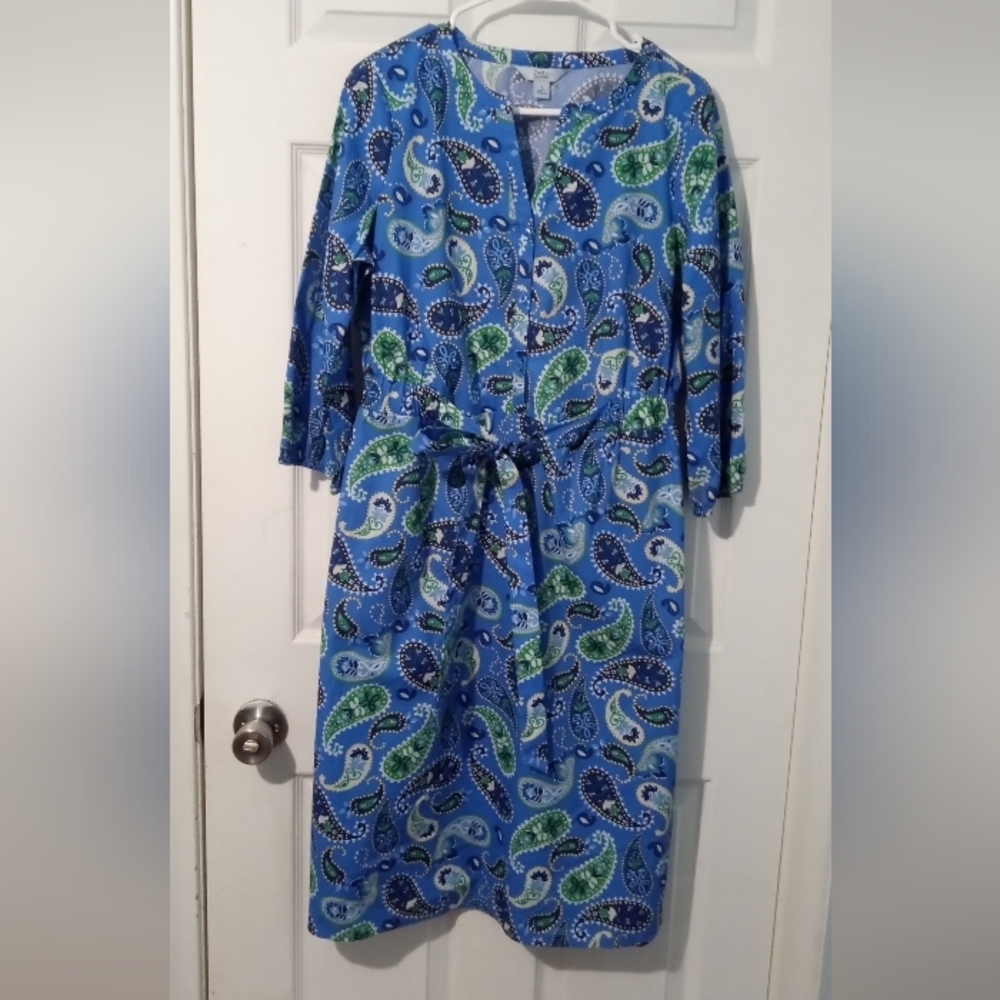 Croft & Barrow Blue and Green Paisley Midi Dress